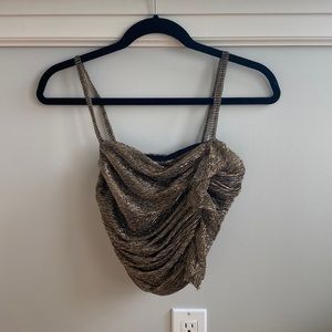 Zara Metallic Ruched Crop Cami